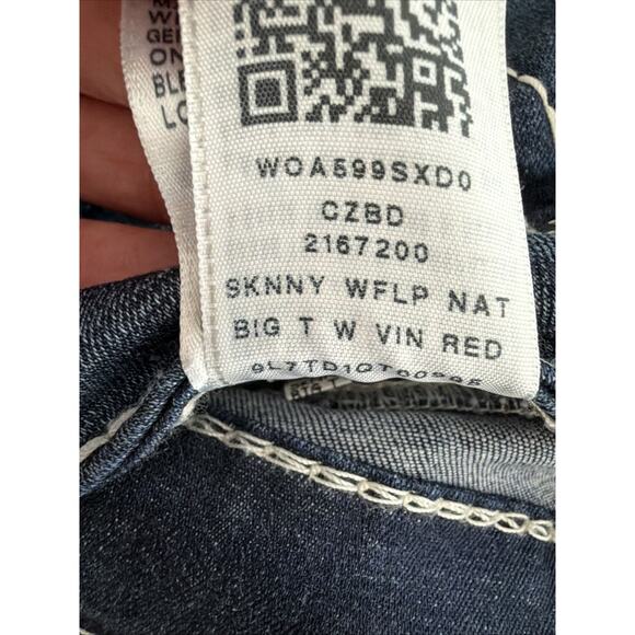 TRUE RELIGION VTG 27 Skinny Flap Dream Eater Low Rise Jeans Y2K 90s White Stitch - Picture 9 of 10